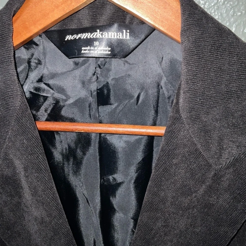Norma Kamali Black Corduroy Button Front Fitted Blazer Jacket Size 10